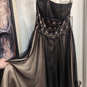 White House Black Market - L/12 - Nude/Champagne/Black Lace Dress